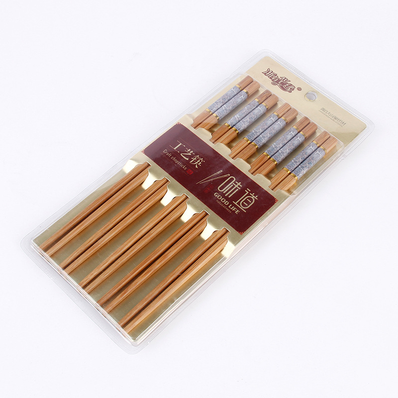 Đũa tre ăn cơm cao cấp xuất khẩu vân đá hộp 10 đôi