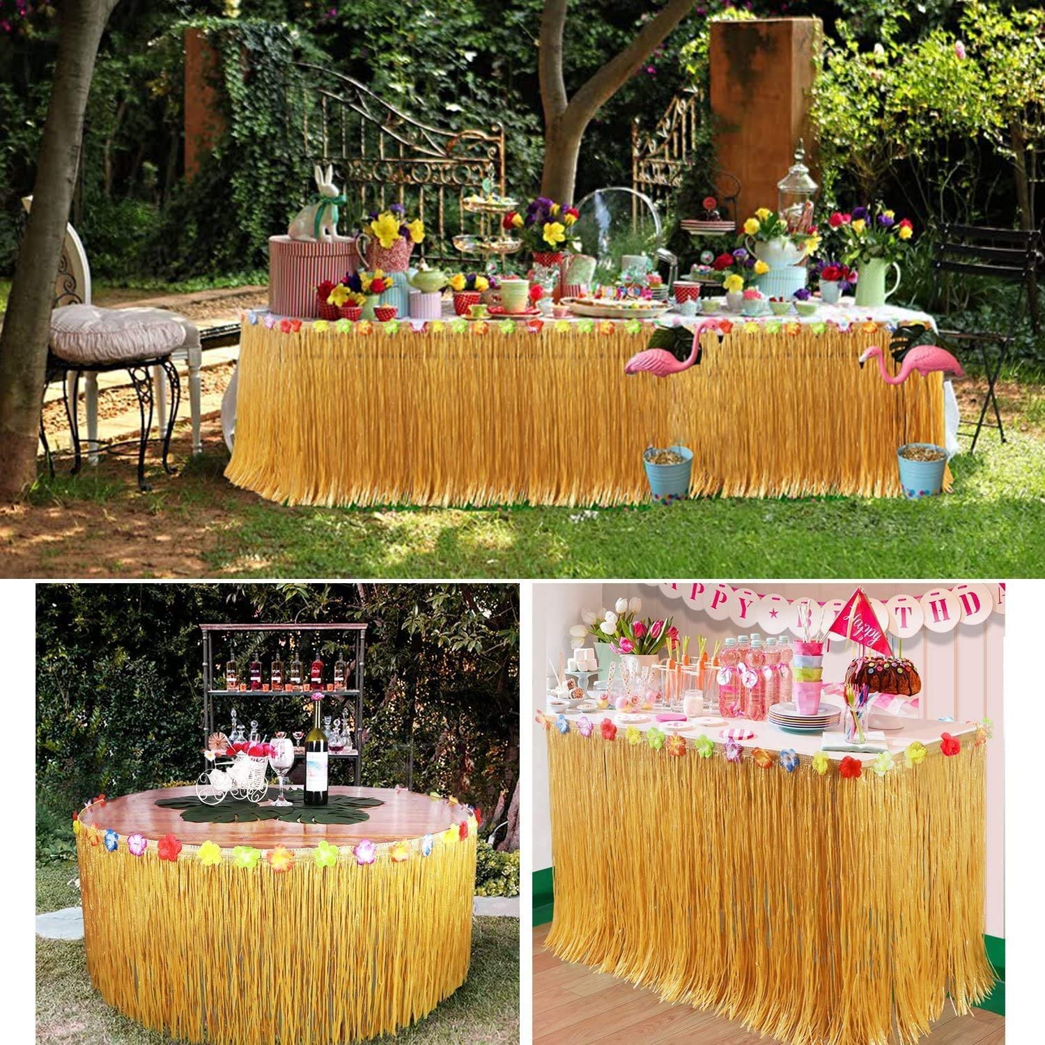 QUNED Hawaiian Grass Skirts Hula Skirt Ladies Dress Festive Party Plastic  Fibers 80CM