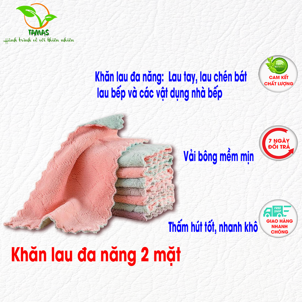 Khăn lau bếp đa năng mềm mại thấm hút tốt, khăn lau đa năng nhà bếp 2 mặt chống dính dầu mỡ, dễ giặt, nhanh khô