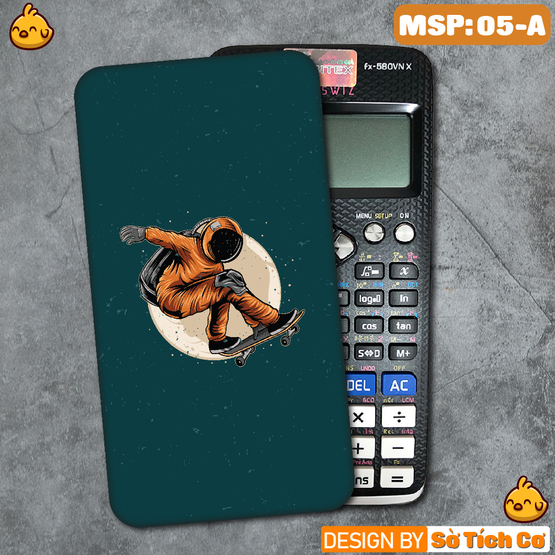 Bộ miếng dán nắp + lưng máy tính casio/vinacal fx500 fx570 fx580 fx880 - 570es 570ex 680ex hình phi hành gia 2 msp: mt05