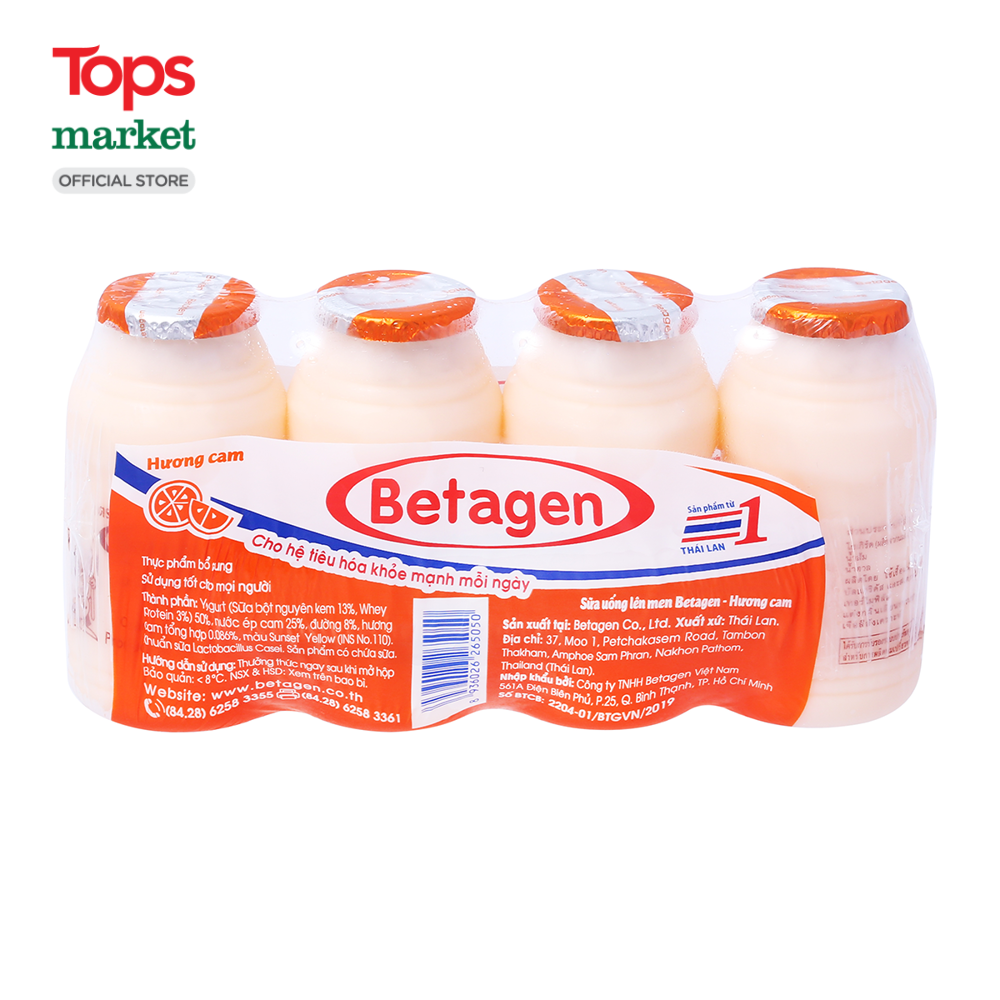 Sữa Chua Uống Men Sống Betagen Hương Cam 4 85Ml