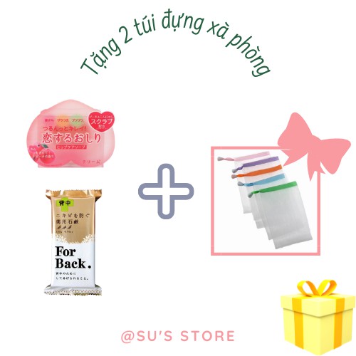 [HCM][ Hàng Hot ] Bộ Đôi Hết Mụn Lưng For Back Medicated SOAP Của Nhật Và Xà Phòng Thâm Mông Pelican Hip Care Soap 80g. Tặng Túi Lưới Tạo Bọt