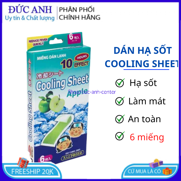Miếng dán hạ sốt - Miếng dán lạnh COOLING SHEET Giúp hạ nhiệt hạ sốt giảm đau Làm mát trong suốt 10 tiếng sử dụng Miếng dán hạ sốt cho bé Miếng dán hạ sốt cho trẻ sơ sinh Miếng dán hạ sốt cho trẻ em