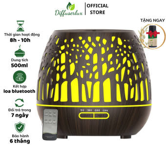 Máy xông tinh dầu Loa Bluetooth có đèn led 7 màu Lồng Đèn Cây 500ml kèm điều khiển - Diffuser Lux