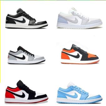 Giày jordan cổ thấp xám đế xanh, Giày jordan 1 low xanh ngọc, smoke panda paris, JD đen trắng cực đẹp full phụ kiện