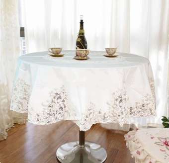 Khăn trải bàn Towa Nhật Bản tròn 160cm nhựa mềm không thấm nước (trắng)