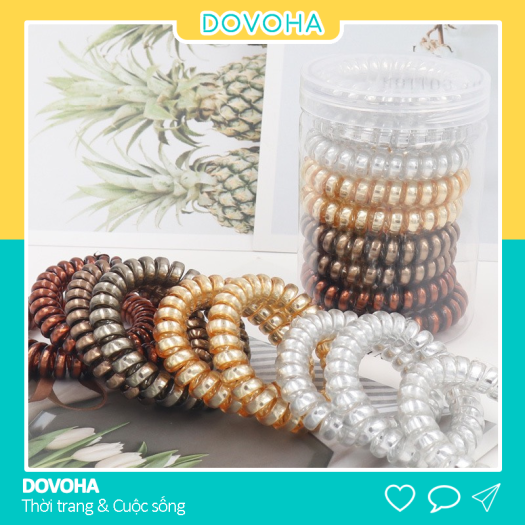 Dây Cột Tóc Lò Xo Ánh Kim 2 Lớp Cao Cấp MÀU NGẪU NHIÊN Thun buộc tóc lò xo,dây điện thoại không gây đau tóc,có thể làm móc khóa