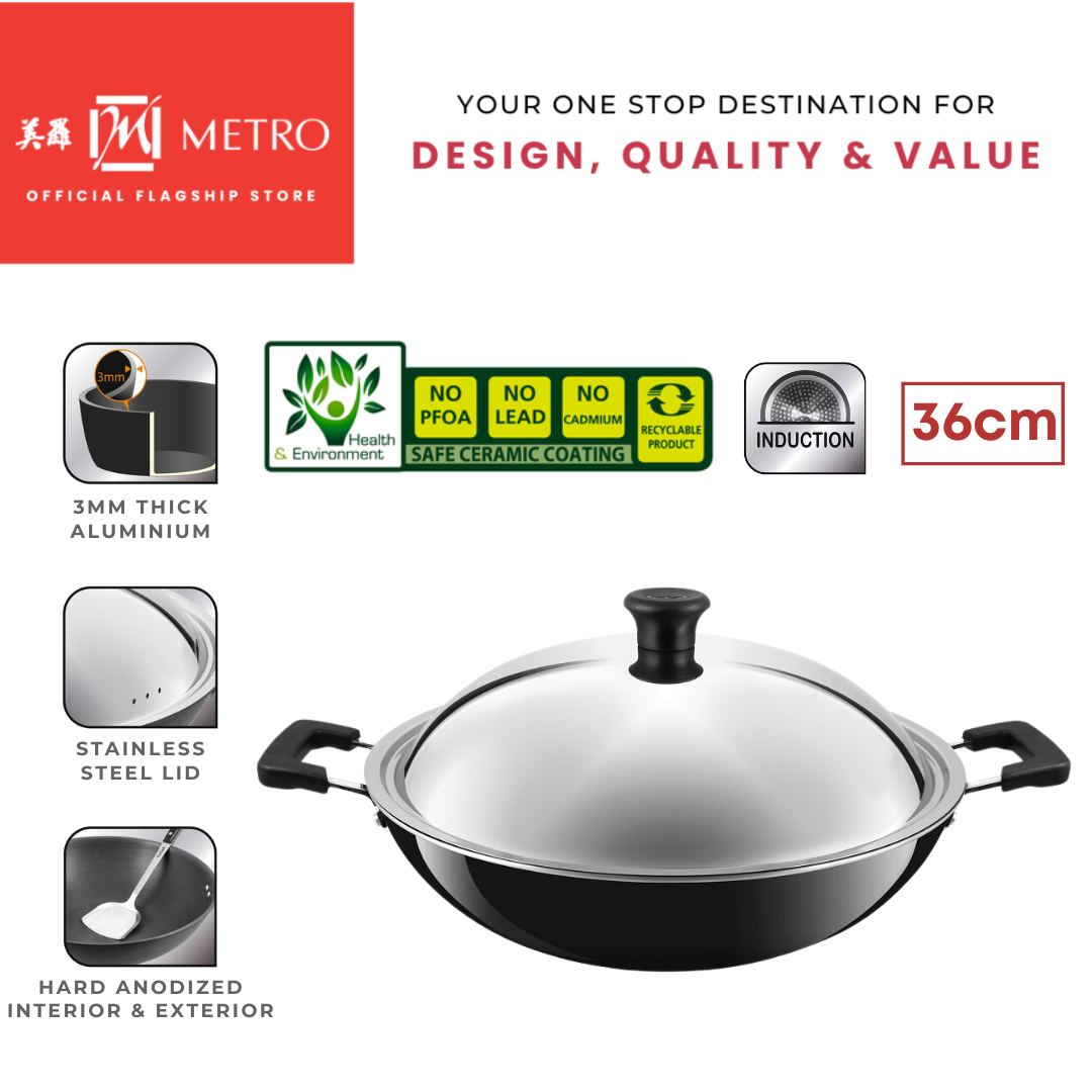 Tefal Novel IH 36cm Chinese Wok with Lid A69698 | Lazada Singapore