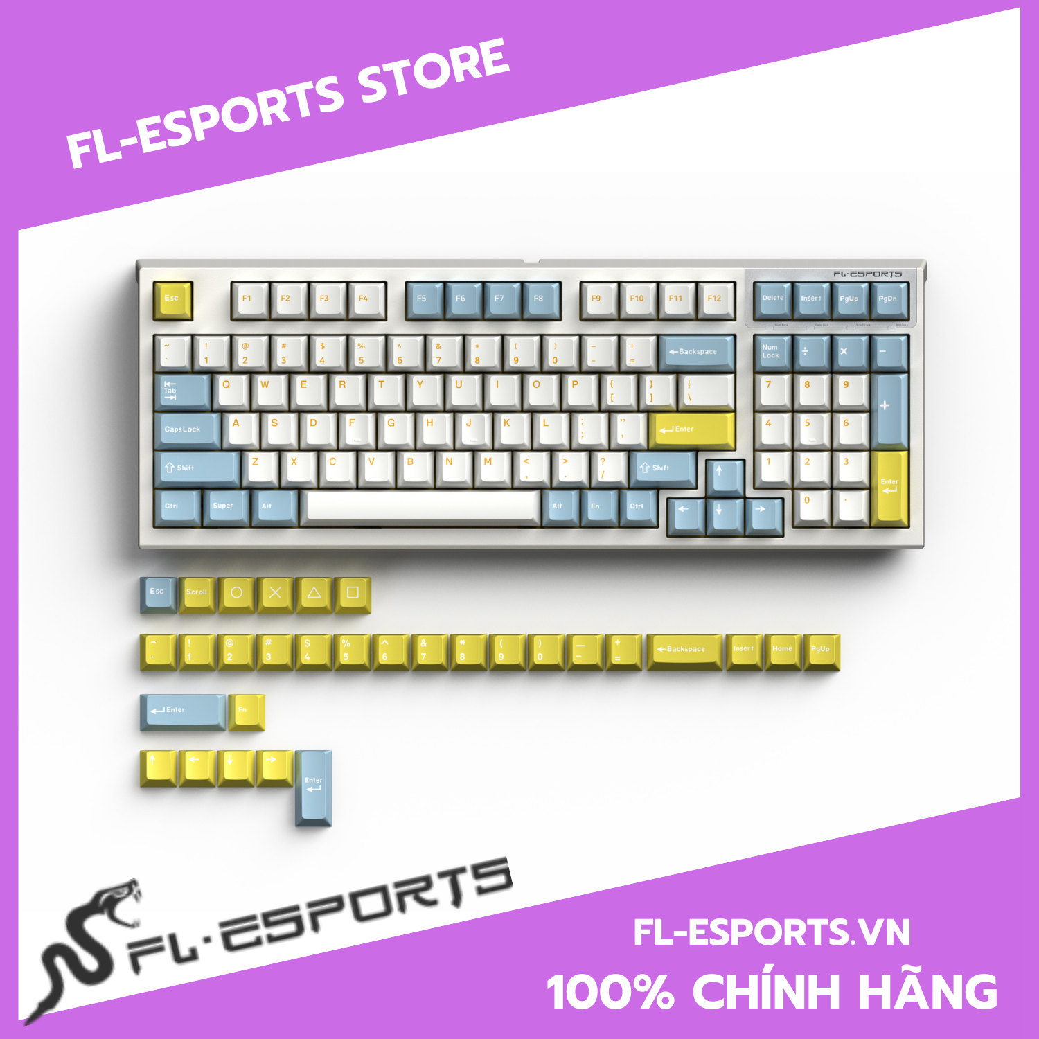 Bàn phím cơ fl-esports fl980cpm sea salt - hàng chính hãng