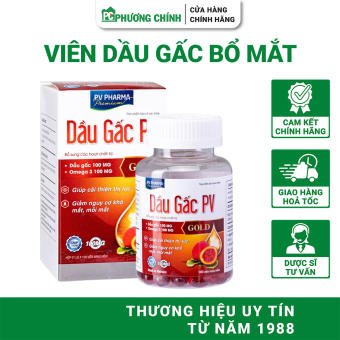 Viên Uống Bổ Mắt PV Pharma Dầu Gấc PV Gold Hỗ Trợ Thị Lực, Giảm Khô Mắt, Mỏi Mắt 100 Viên/Hộp