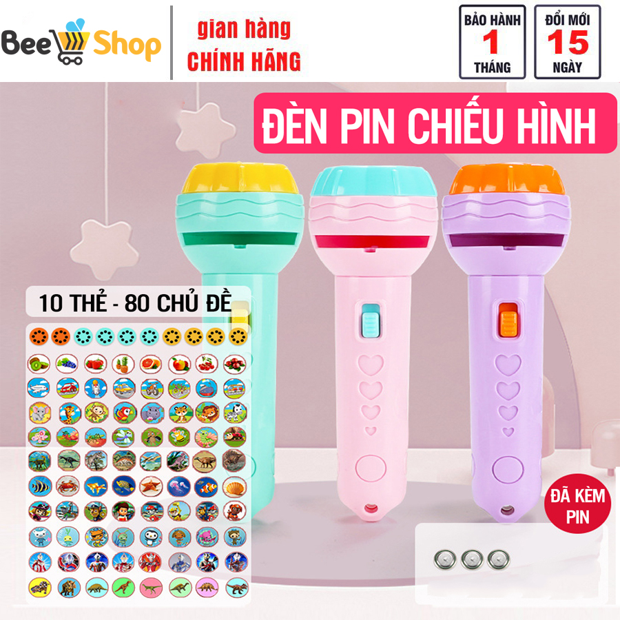 [TẶNG KÈM 80 HÌNH] Đèn pin chiếu hình cho bé, đồ chơi chiếu hình, đồ chơi chiếu hình 3d, chất liệu nhựa ABS an toàn, giúp trẻ em phát triển trí não, giúp trẻ tìm hiểu và khám phá xung quanh