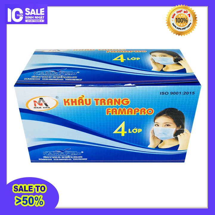 [HÀNG TỐT - GIÁ SỈ] Khẩu trang y tế kháng khuẩn 4 lớp FAMAPRO ( 50 cái /hộp )