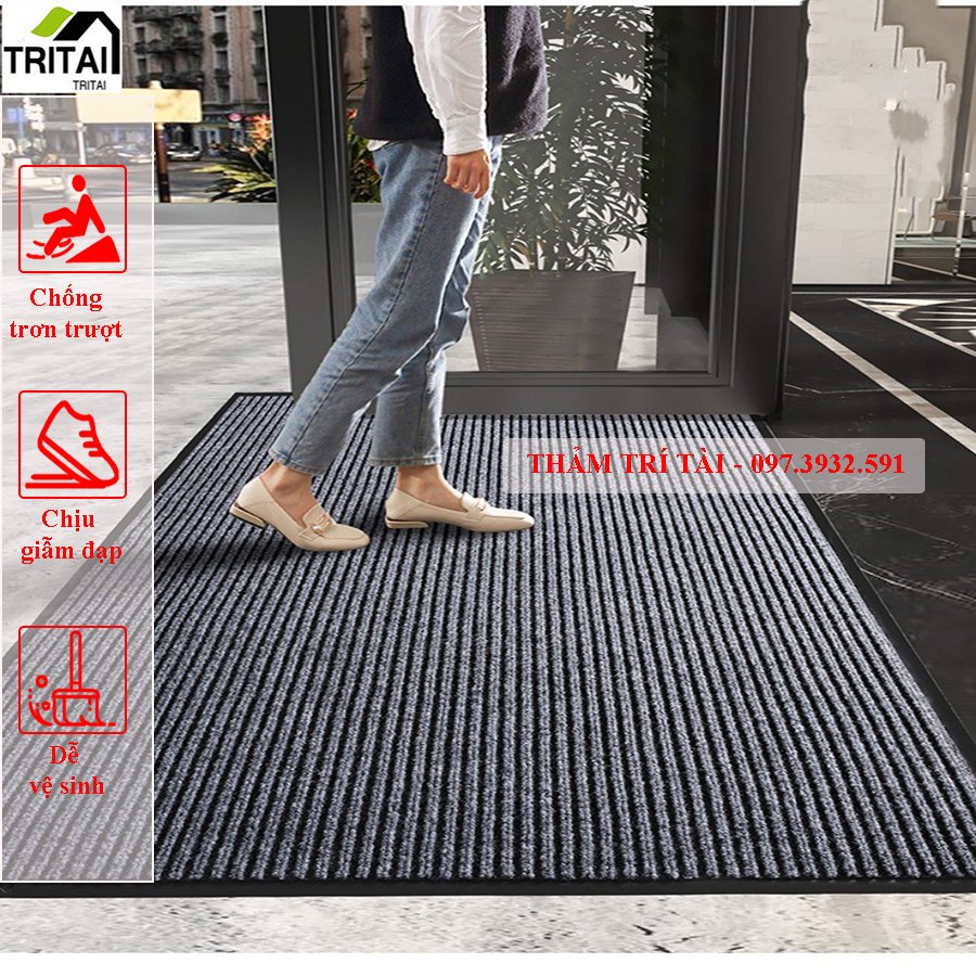 THẢM TRẢI SÀN CHÙI CHÂN LAU CHÂN NỈ ĐẾ CAO SU CHỐNG TRƠN TRƯỢT, THAM CHÙI CHÂN SỢI LEN KT 80X120CM