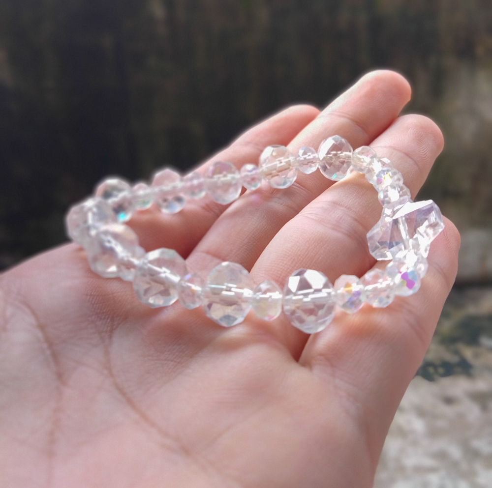 Chuỗi tràng hạt mân côi - đá pha lê trắng