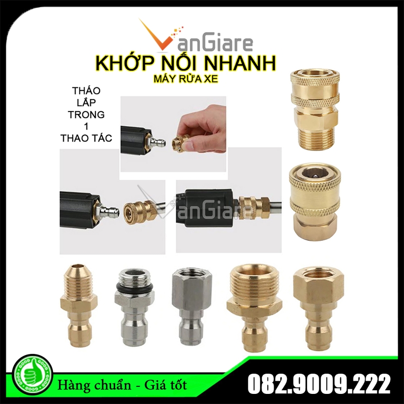 Khớp nối nhanh cho máy rửa xe, phụ kiện nối nhanh 13mm 14mm 17mm 21mm 22mm - đầu nối loại 1/4"