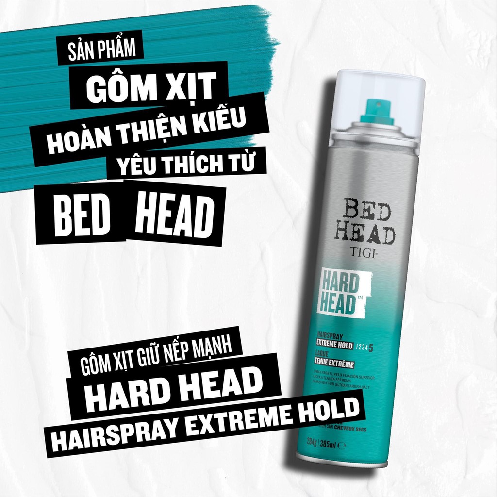 Gôm xịt giữ nếp tóc siêu cứng bed head tigi hard head 385ml - chính hãng 30shine