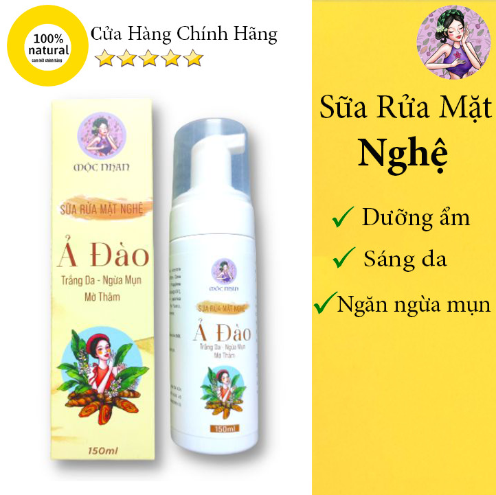 Sữa rửa mặt nghệ ả đào sáng da dưỡng ẩm mộc nhan natural 150ml