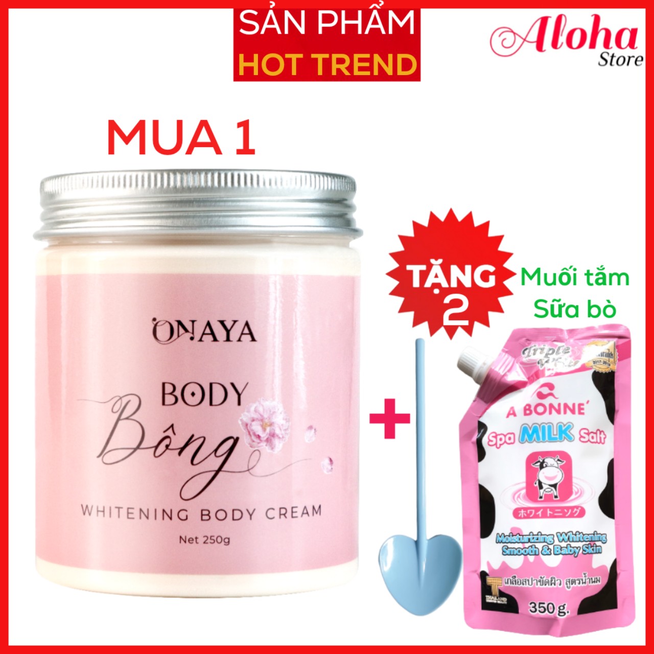 Kem body bông onaya 250g - kem body trắng da toàn thân siêu trắng- aloha store