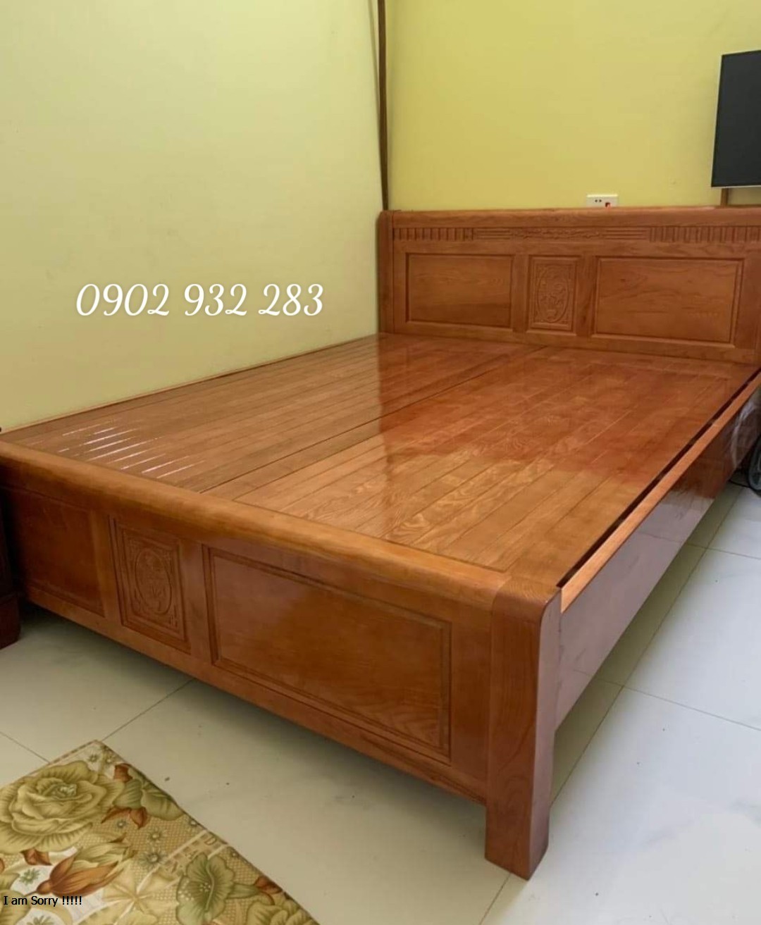 Giường ngủ gỗ sồi dạt phản màu cánh gián kích thước 1m6x2m và 1m8x2m