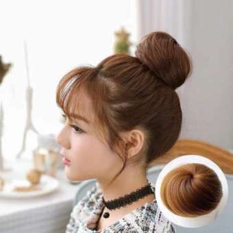 Tóc giả búi củ tỏi dễ thương - TGBT25 ( MÀU NÂU VÀNG )