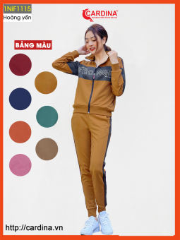 Đồ bộ nỉ nữ CARDINA chất cotton da cá cao cấp có khóa kéo 1NiF11.