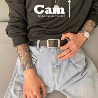 Thắt Lưng Nam Nữ Luồn Không Cần Bấm Lỗ Chữ Nhật, Dây Nịt Học Sinh Bản To 3.3Cm (Hỗ Trợ CắT Dây Nịt) Camcamvintage