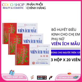 Combo 3 Hộp Viên ích mẫu x 20 viên bổ huyết điều hòa kinh nguyệt Cao ích mẫu điều kinh Cao ích mẫu viên Cao ích mẫu điều kinh dạng viên Cao ích mẫu nguyên chất Cao ich mau Cao ich mẫu Vien uong cao ich mau Thuoc cao ich mau