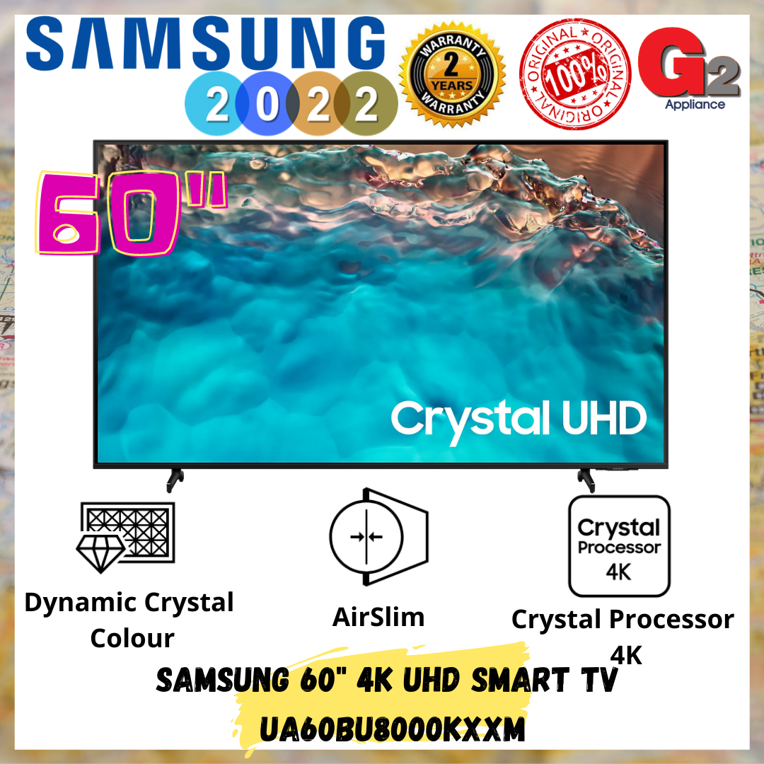 Samsung (Authorised Dealer) 60\'+String.fromCharCode(34)+\' Crystal UHD 4K Smart TV UA60BU8000 - Samsung Warranty Malaysia