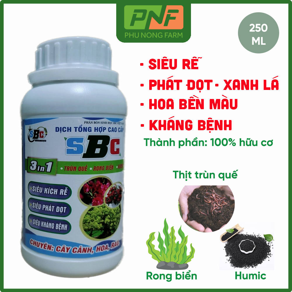 Bộ 2 chai phân bón hữu cơ dịch trùn quế rong biển sbc trồng rau củ quả, trồng cây cảnh hoa kiểng chai 250 ml chính hãng - Lafarm Nông Nghiệp Hữu Cơ