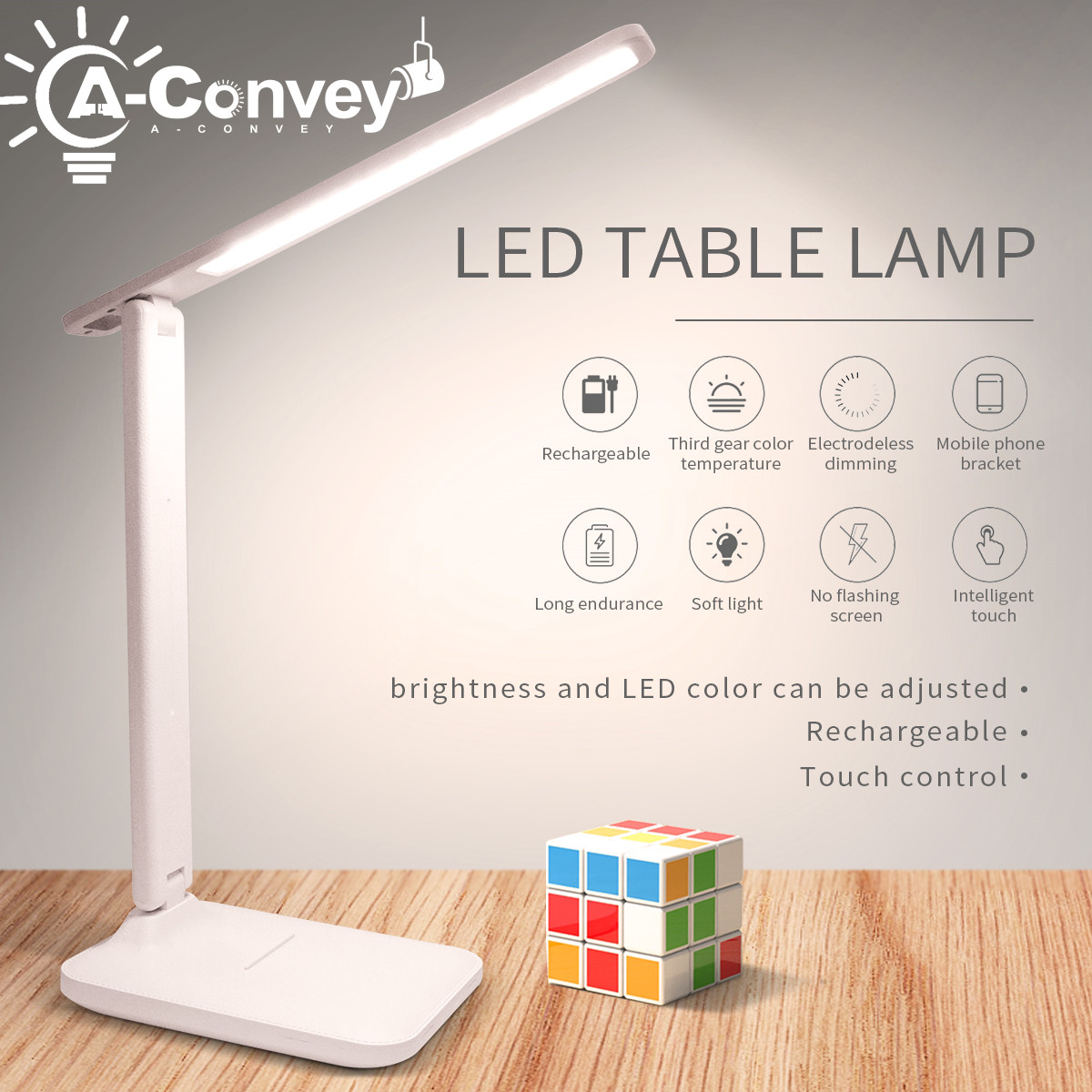 Đèn bàn led đèn bàn gấp gọn cảm ứng có thể điều chỉnh độ sáng vô cấp 3 màu đèn ngủ bảo vệ mắt đọc sách cạnh giường dc5v sạc usb