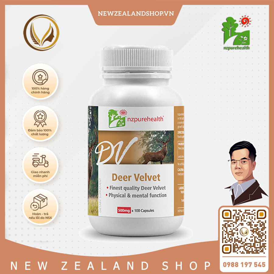 Viên uống nhung hươu bổ thận, tráng dương Nz Pure Health Deer Velvet