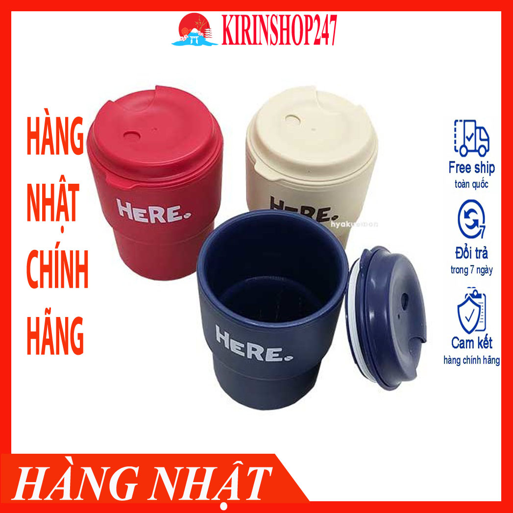Cốc uống nước kèm nắp xoay có lỗ cắm ống hút 320ml Hàng Nhật