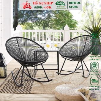 Ghế lười bập bênh thư giãn dây văng Acapulco giả mây lõi thép trang trí ban công phòng khách decor sân vườn  / HealHomes
