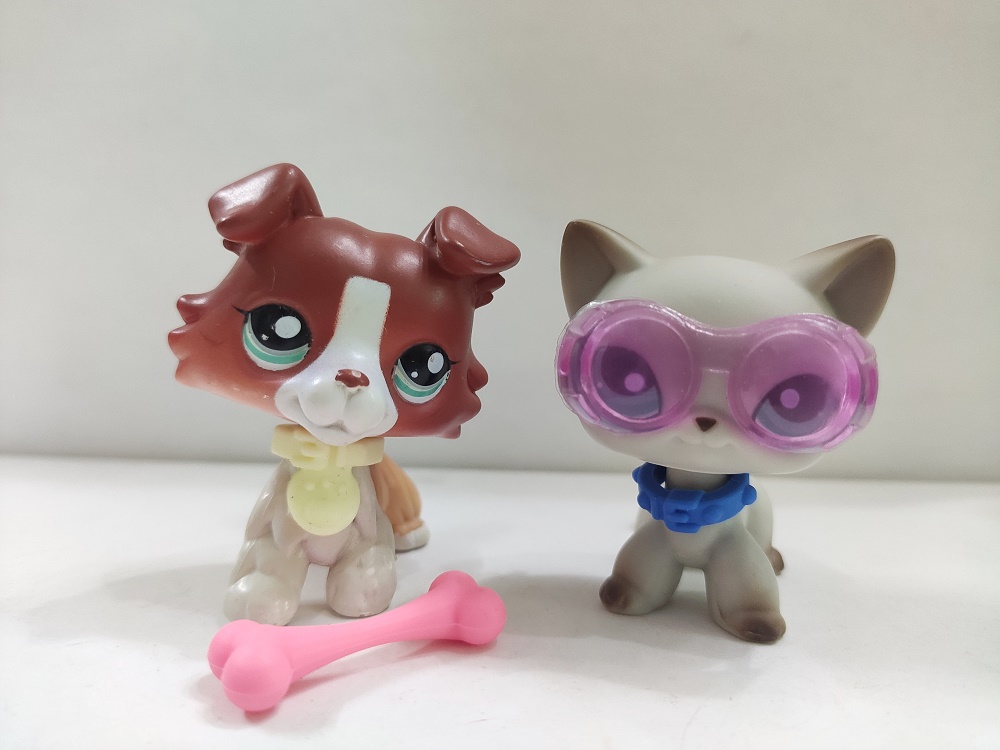 2 cái/lốc lps đồ chơi hình thú cưng cửa hàng chó mèo w/phụ kiện littlest pet shop kid toy #1542 #391