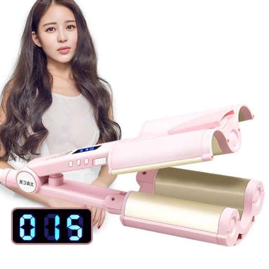 máy tạo kiểu tóc nữ - Máy Làm Tóc Xoăn Sóng Nước 3 Trục - máy uốn tóc soăn mua ngay Máy Làm Tóc Xoăn Sóng Nước 3 Trục LCD 15 Mức Chỉnh Nhiệt Độ - Kẹp 3 Càng cao cấp 2019.