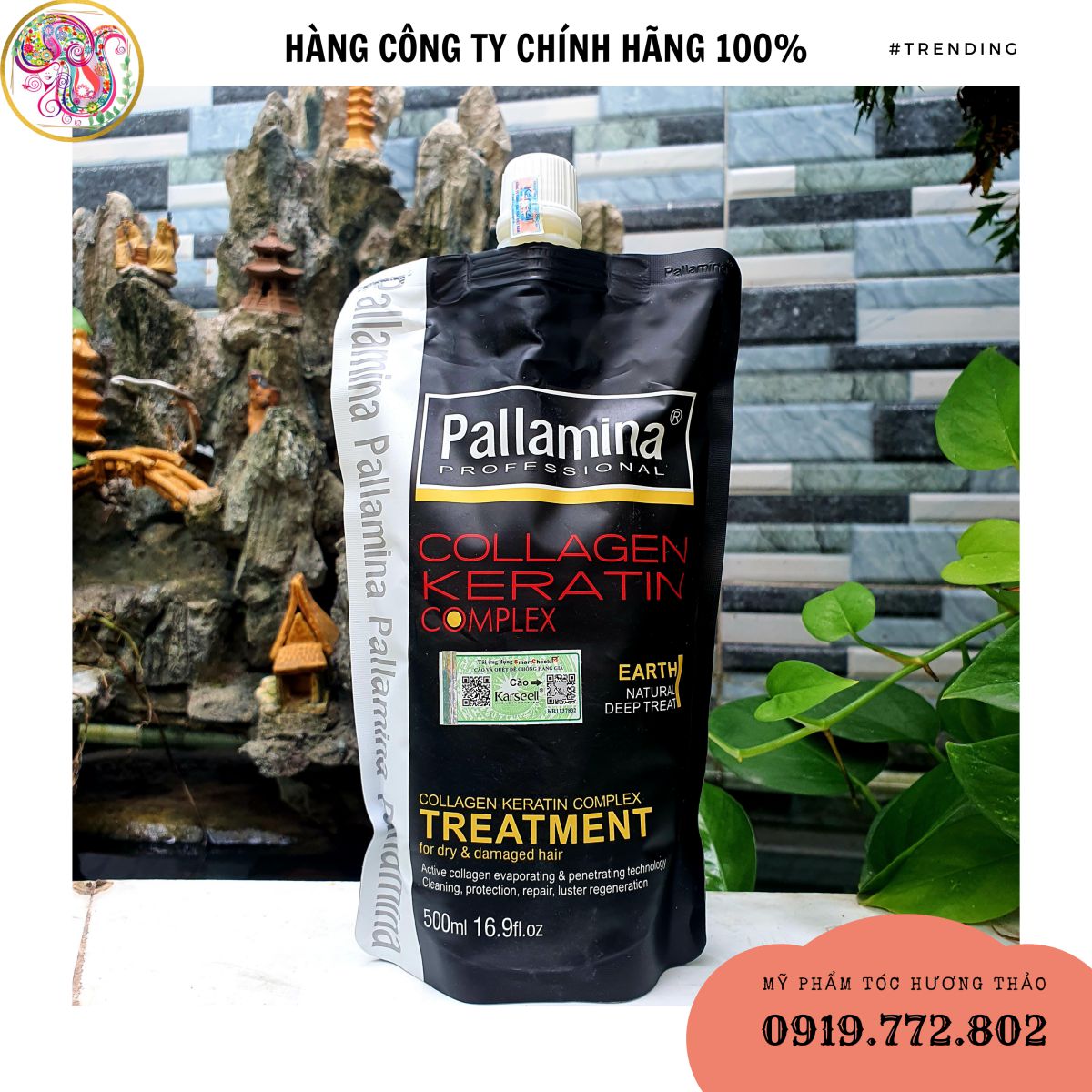 Hấp dầu suôn mượt pallamina collagen keratin complex túi chính hãng 500ml