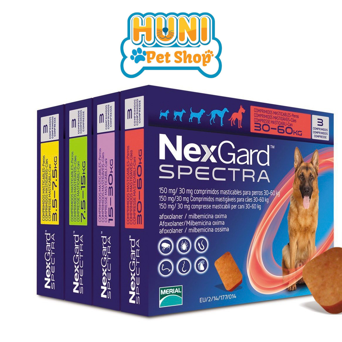 Nexgard Spectra viên nhai trị Nội Ngoại ký sinh cho chó hiệu quả kéo dài từ 1-3 tháng - Huni Petshop