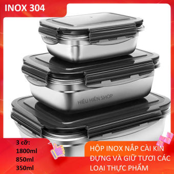 HỘP INOX SUS 304 NẮP ĐẬY KÍN CHỐNG RÒ RỈ BẢO QUẢN THỰC PHẨM LUÔN TƯƠI NGON TRONG TỦ LẠNH-HỘP INOX CAO CẤP- CÓ 3 CỠ