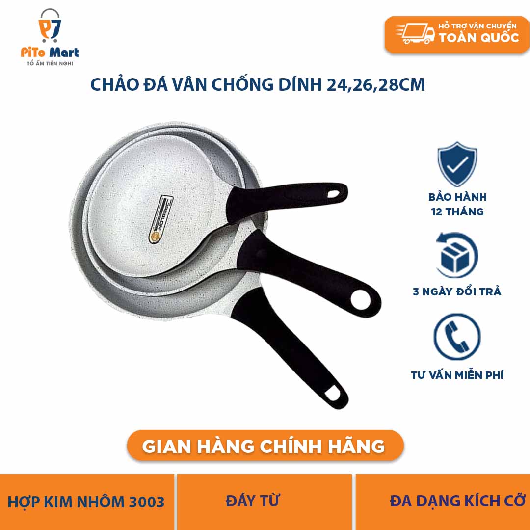 Chảo từ trắng đáy chấm Rapido 20cm - 24cm -28cm dùng cho bếp từ, bếp điện, ga, bếp hồng ngoại