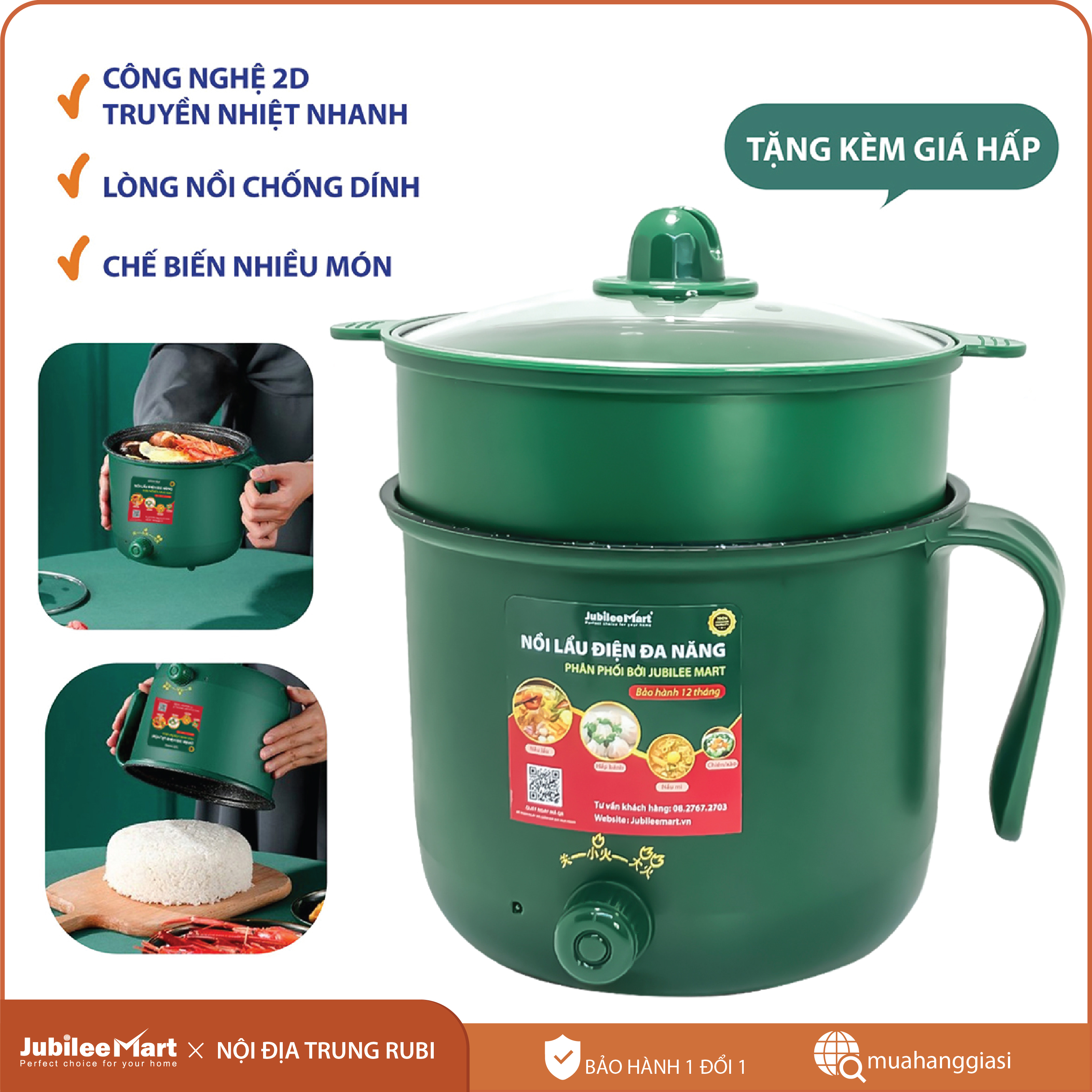 [ SIÊU SALE] [TẶNG XỬNG HẤP] Ca mì giá hấp inox - Nồi điện nấu mì 1.8L, chiên, luộc, hấp, nồi cắm điện, nồi chống dính, kiêm nồi lẩu mini siêu tiện lợi, nồi lẩu điện mini, nồi nấu thức ăn - Bảo hành 12 tháng