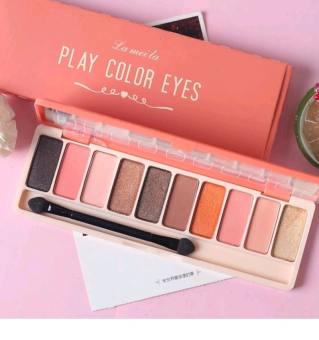 Hộp phấn mắt 10 màu nhũ/màu lì lâu trôi kèm gương và cọ tán cao cấp