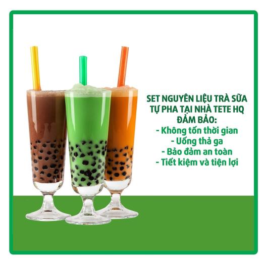 Set nguyên liệu pha trà sữa trân châu (25-30 Ly) - TETE - Vị Phúc Long, Thái Xanh, Thái Đỏ