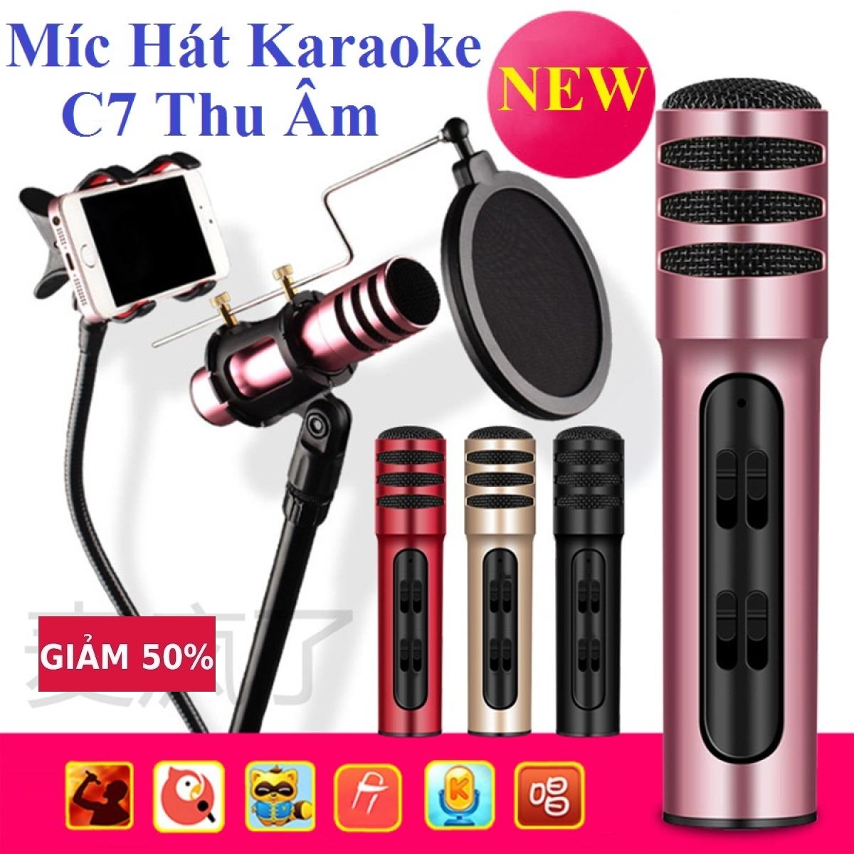 Micro c7 míc hát live tream,mic hát hay,micro,mic karaoke, micro c7 3in1 đa năng, míc hát thu âm chất lượng tốt, bảo hành 12 tháng.