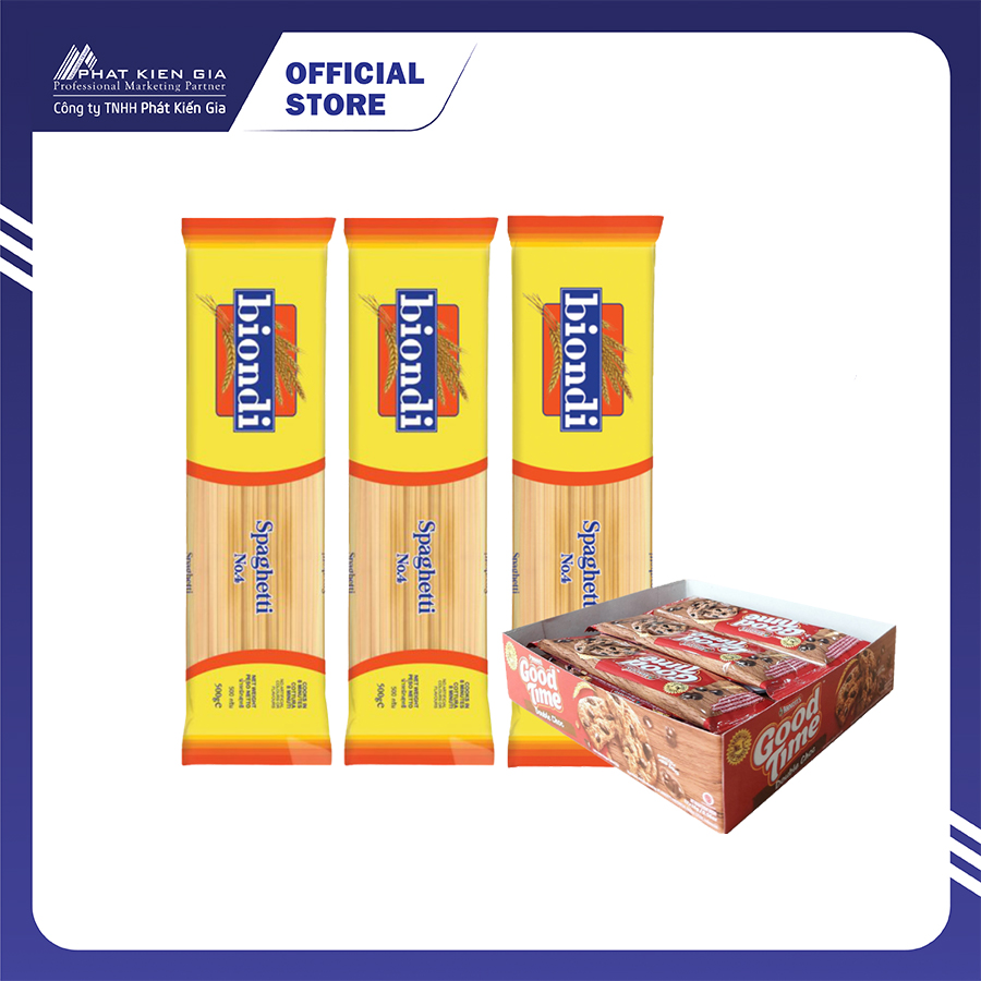 Combo 3 gói mì ý spaghetti số 4 biondi 500g + 1 hộp bánh quy socola arnott's goodtime 192g