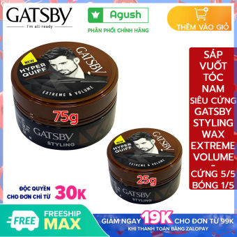 Sáp vuốt tóc nam mùi thơm chính hãng Gatsby Styling Wax Extreme & Volume giá rẻ siêu cứng hộp keo sáp lọ to 75g, 25g vuốt tóc khô giữ nếp tạo kiểu phồng Hyper Quiff bôi tạo nếp tóc không bóng cho nam gốc nước không bết thơm trái cây