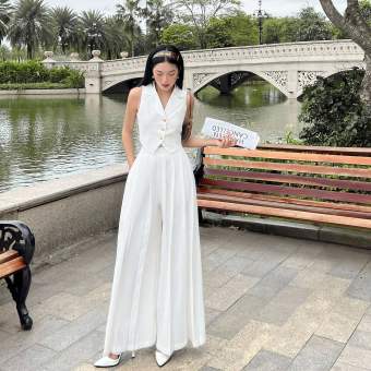 Andi Vest & Andi Pants -  Áo Gile Kiểu Nữ Mùa Hè Croptop Dáng Ngắn Form Ôm &  Quần Suông Dài Xếp Ly Cạp Cao Ống Đứng Thanh Lịch Đi Làm, Đi Học