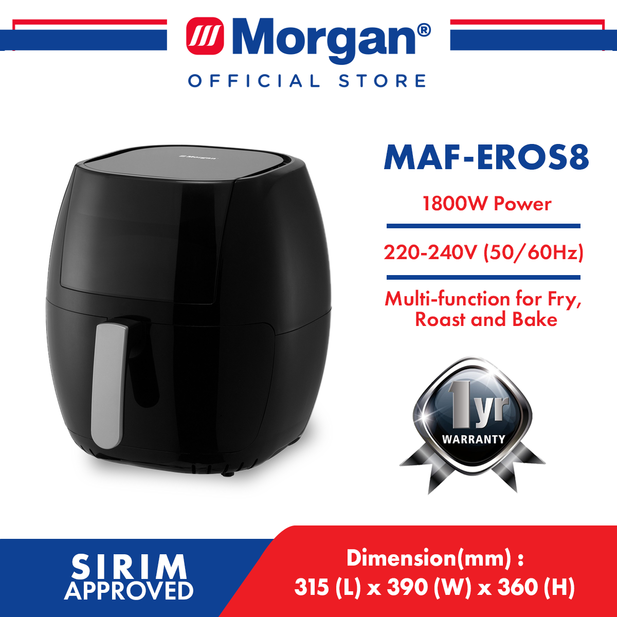 MORGAN MAF-EROS 8 DIGITAL AIR FRYER 8L