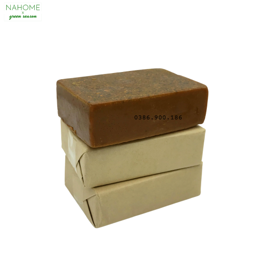 Xà bông bồ hòn Cốm Nghệ Tía Tô, giảm mụn, mờ thâm nám, dưỡng sáng da, phù hợp với da khô, mùi hương thảo, dạng bánh 120gr - Xà phòng Bồ hòn bếp xanh, dùng rửa mặt và tắm, đã được kiểm định chất lượng Nahome