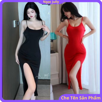 Váy ngủ body cao cấp dáng dài xẻ tà D1472 🍒 Váy ngủ mặc nhà 🍒🍒🍒