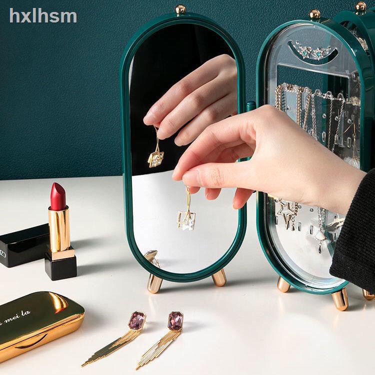 Hộp trang sức, Hộp đựng trang sức, hộp để đồ trang sức, kệ để trang sức gấp gọn màu trắng/xanh ngọc bích